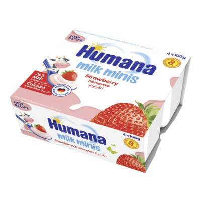 Humana Milk Minis jogurta deserts ar zemenēm 400g